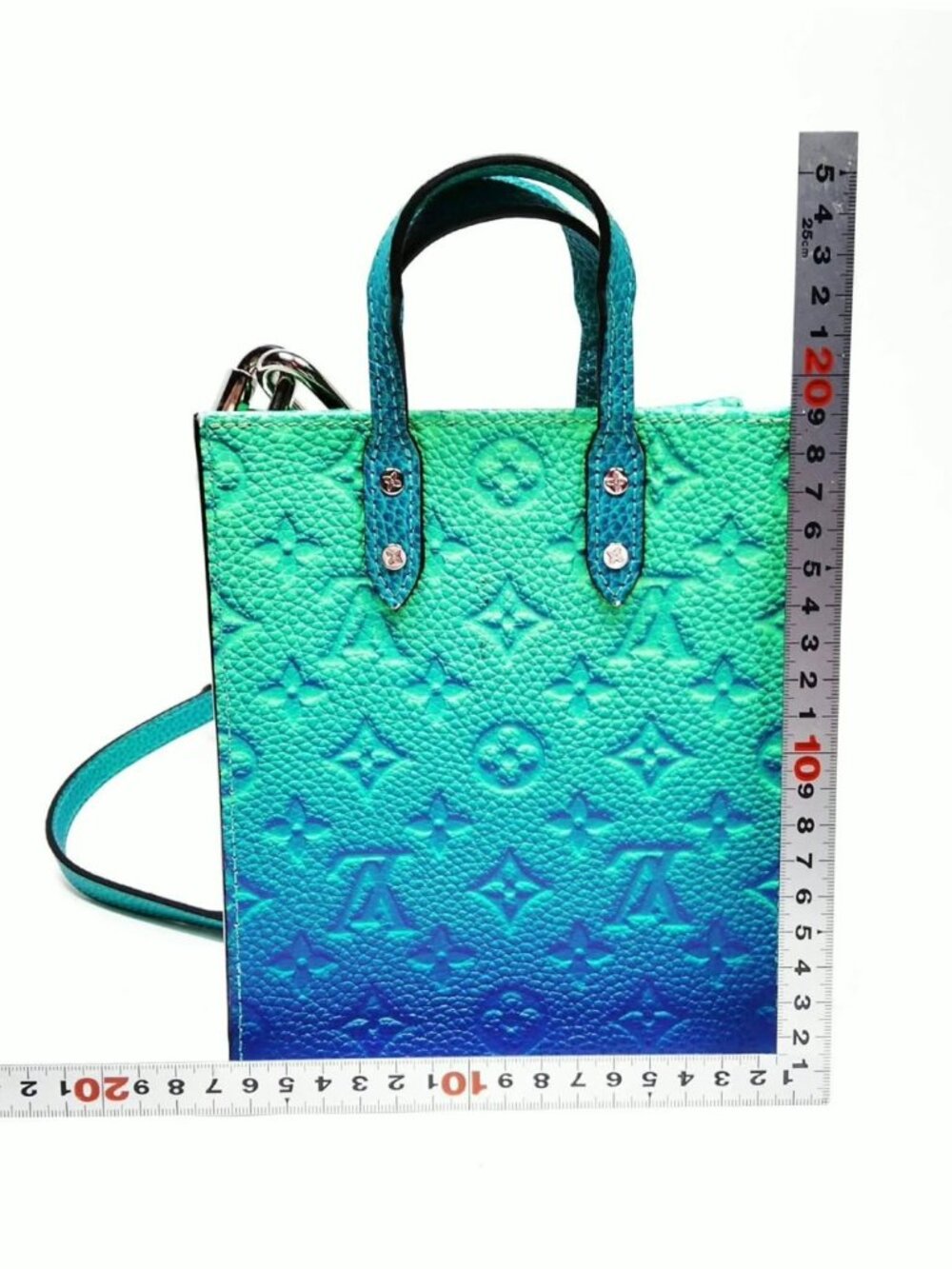 Authentic Louis Vuitton Onthego Mini Blue Green Empreinte Leather Chain Tote Bag - Picture 3 of 16